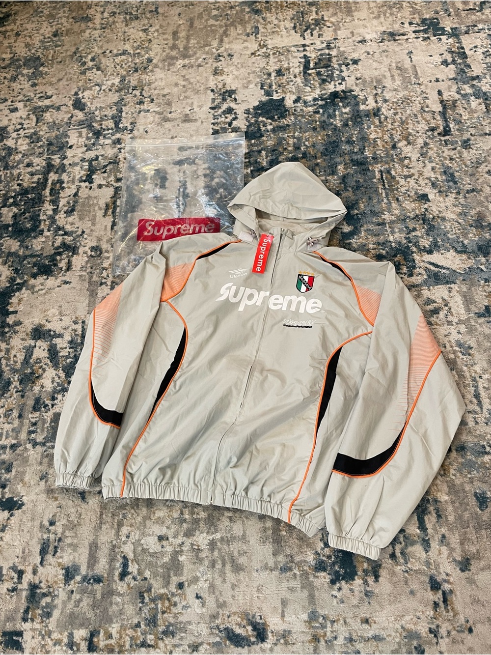 Supreme x Umbro Hooded Track Jacket Gray Orange Windbreaker